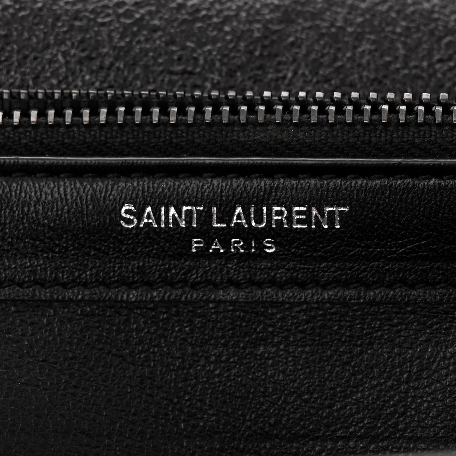 Saint Laurent Grained Metallic Calfskin Monogram Chain Wallet Black 6 of 12