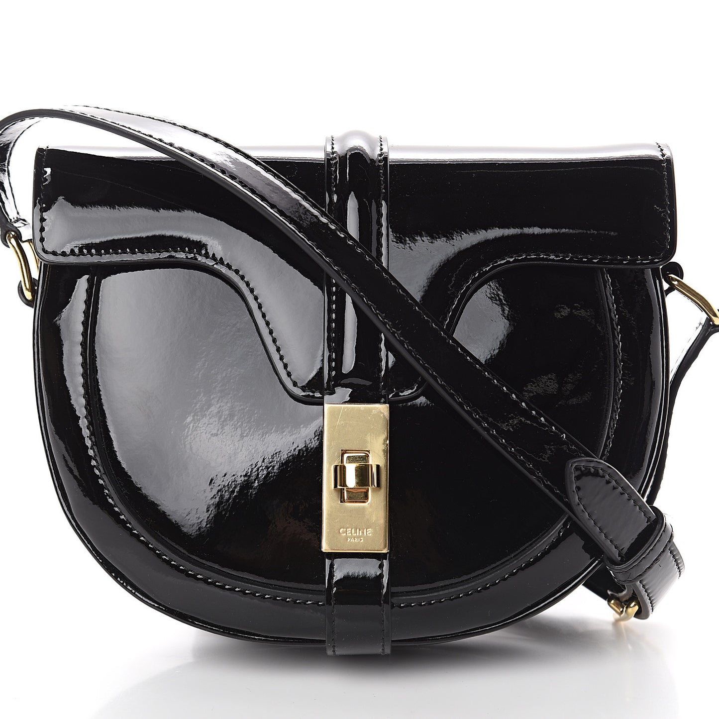 Patent Calfskin Besace Small 16 Black