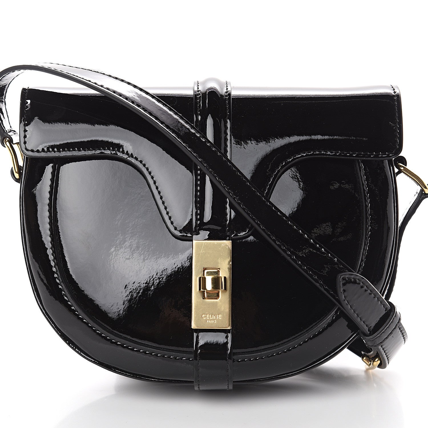 Celine Patent Calfskin Besace Small 16 Black 6 of 8