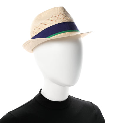 Gucci Straw Web Fedora Hat M Blue Green 2 of 8