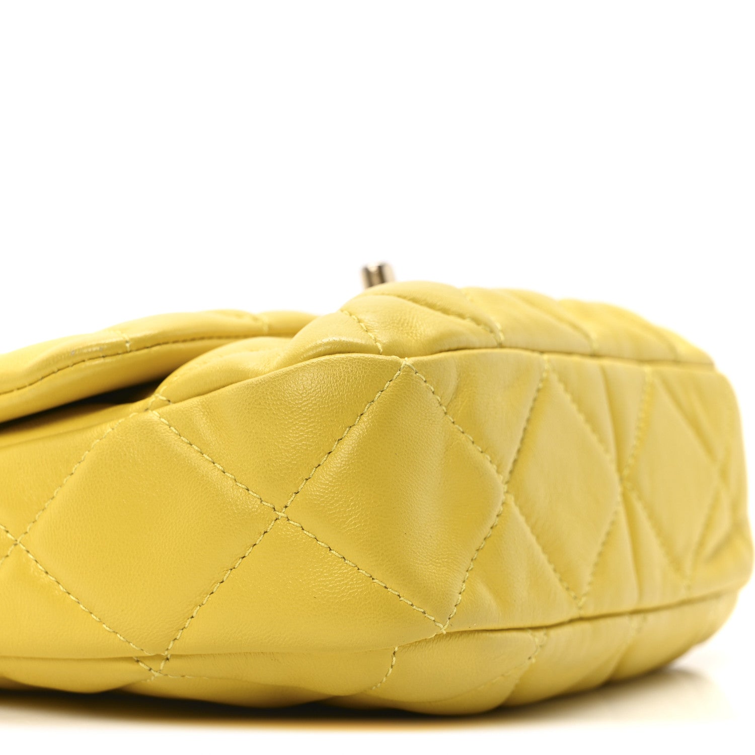 Chanel Lambskin Quilted Mini Lacquered Chain Flap Yellow 9 of 10