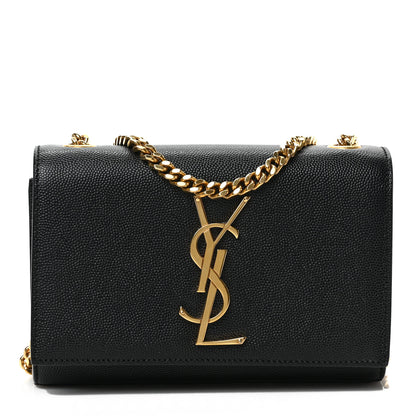 Saint Laurent Grain De Poudre Small Monogram Kate Satchel Black 1 of 10