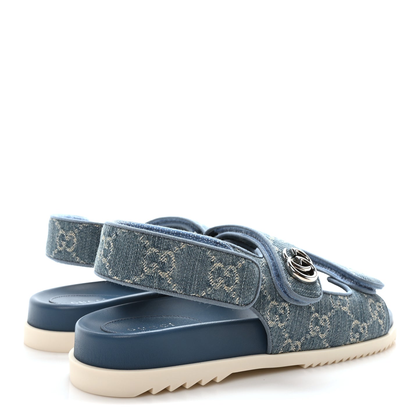 New Denim Delave GG Monogram Womens Dad Sandals 38 Light Blue Avion