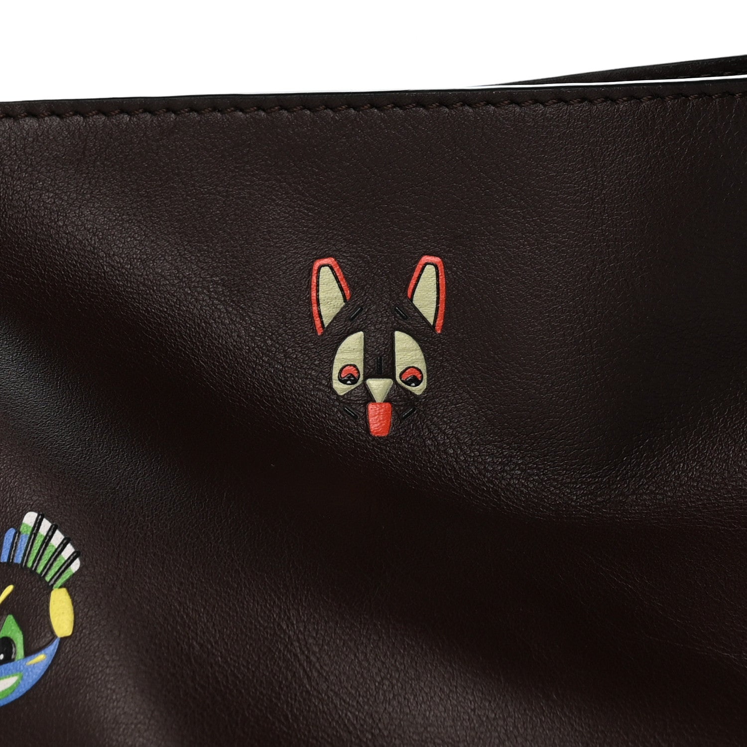 Loewe X Louis Wain Calfskin Futurist Cats Medium Flamenco Knot Clutch Brown 8 of 12