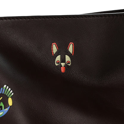 Loewe X Louis Wain Calfskin Futurist Cats Medium Flamenco Knot Clutch Brown 8 of 12