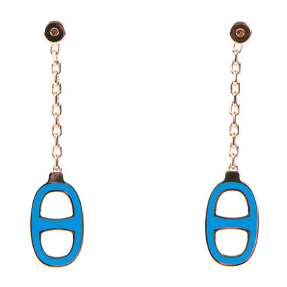 Hermes Lacquered Illiade Drop Earrings Bleu Paradis 1 of 6