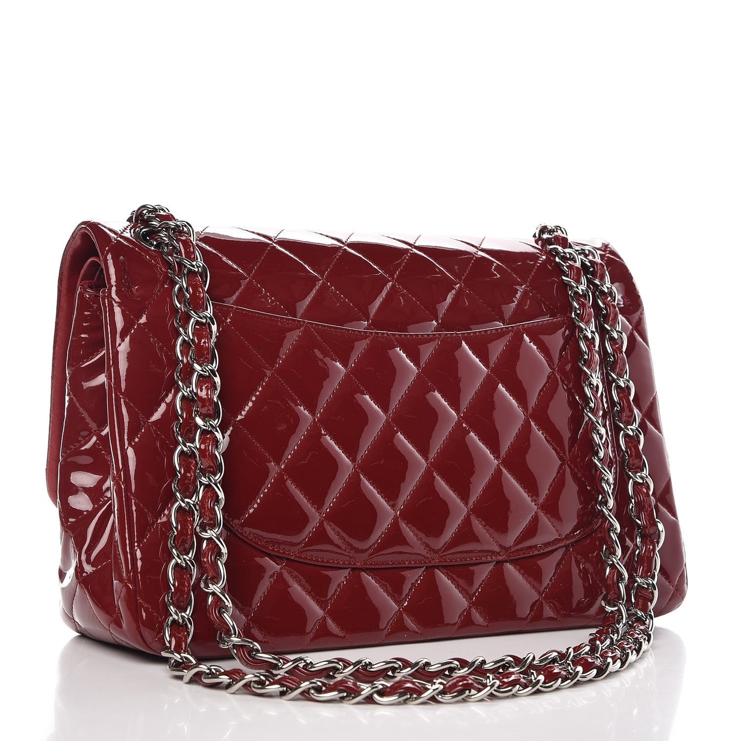 Patent Quilted Jumbo Double Flap Dark Red