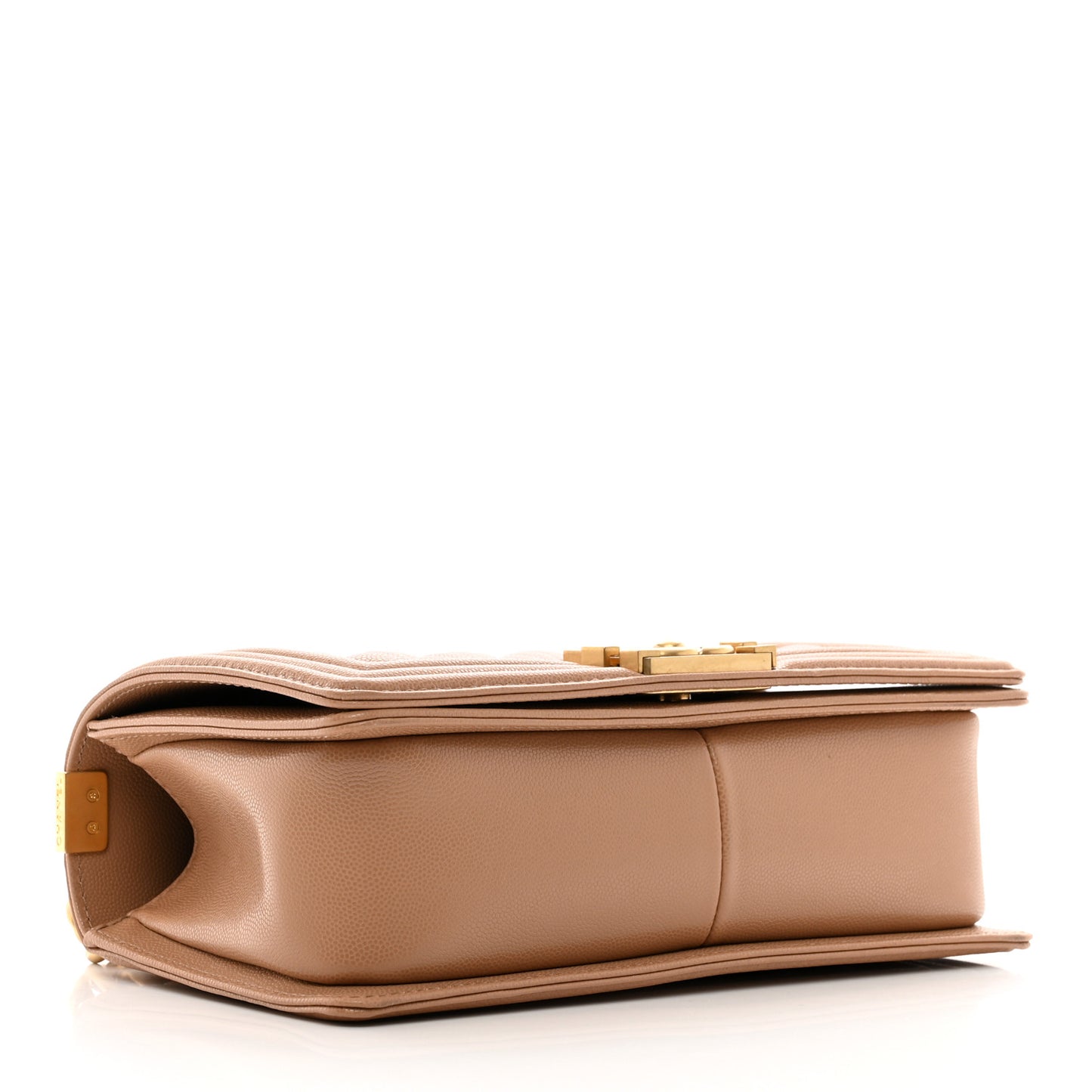 Caviar Quilted Medium Top Handle Boy Flap Dark Beige