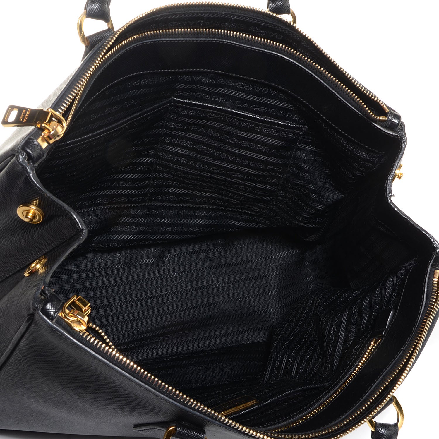 Prada Saffiano Lux Large Double Zip Tote Nero Black 5 of 12