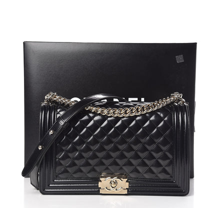 Chanel Patent Calfskin Quilted New Medium Boy Flap Black 11 of 11