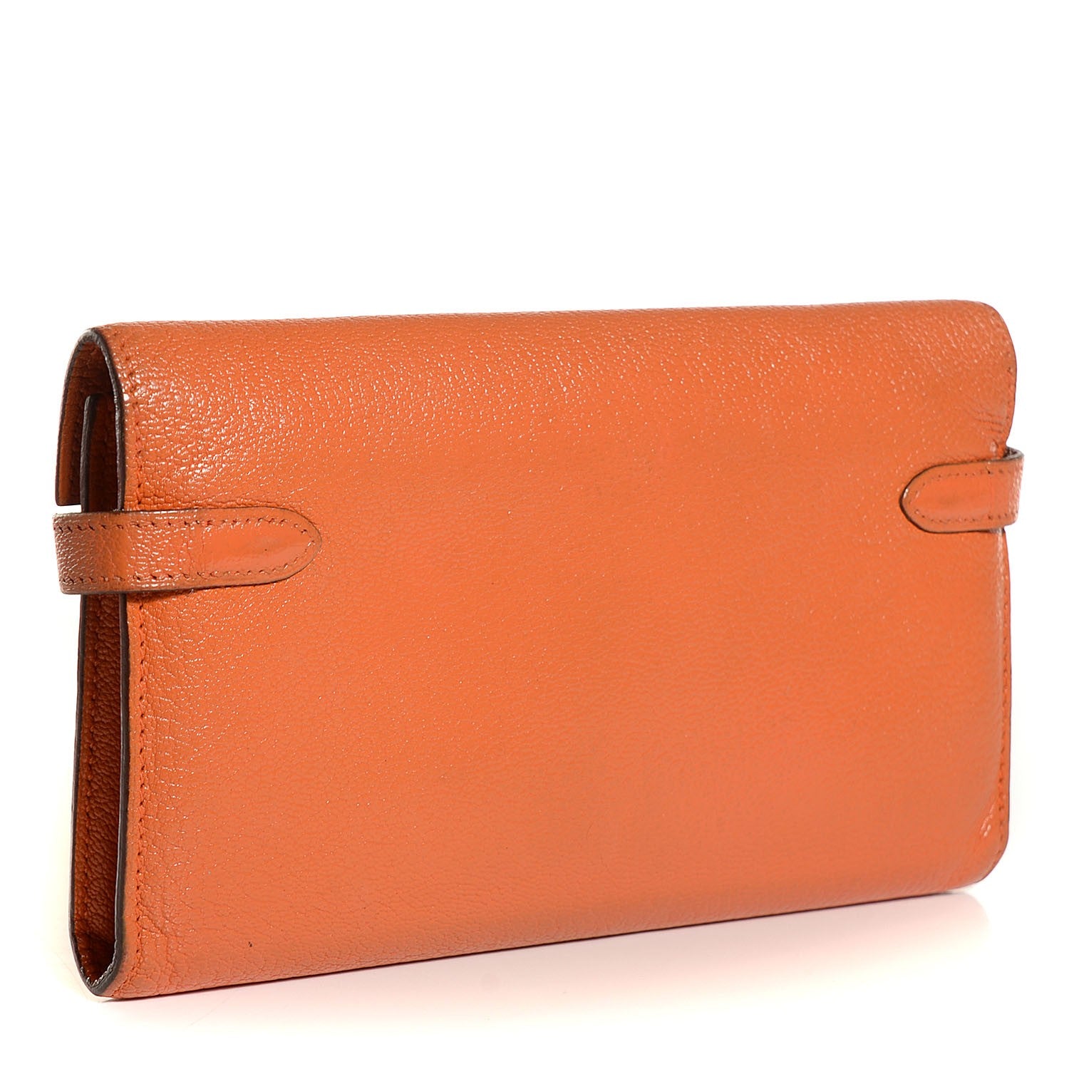 Hermes Chevre Mysore Kelly Longue Wallet Orange 3 of 14