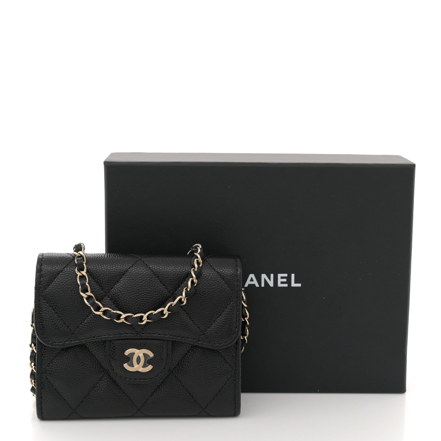 Chanel Caviar Quilted Flap Card Holder On Chain Black 12 of 12