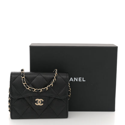 Chanel Caviar Quilted Flap Card Holder On Chain Black 12 of 12
