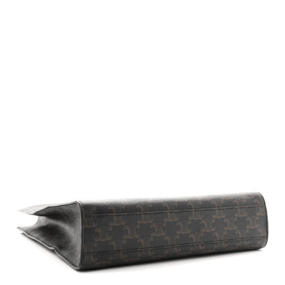 Celine Triomphe Canvas Calfskin Small Vertical Cabas Tan 4 of 12