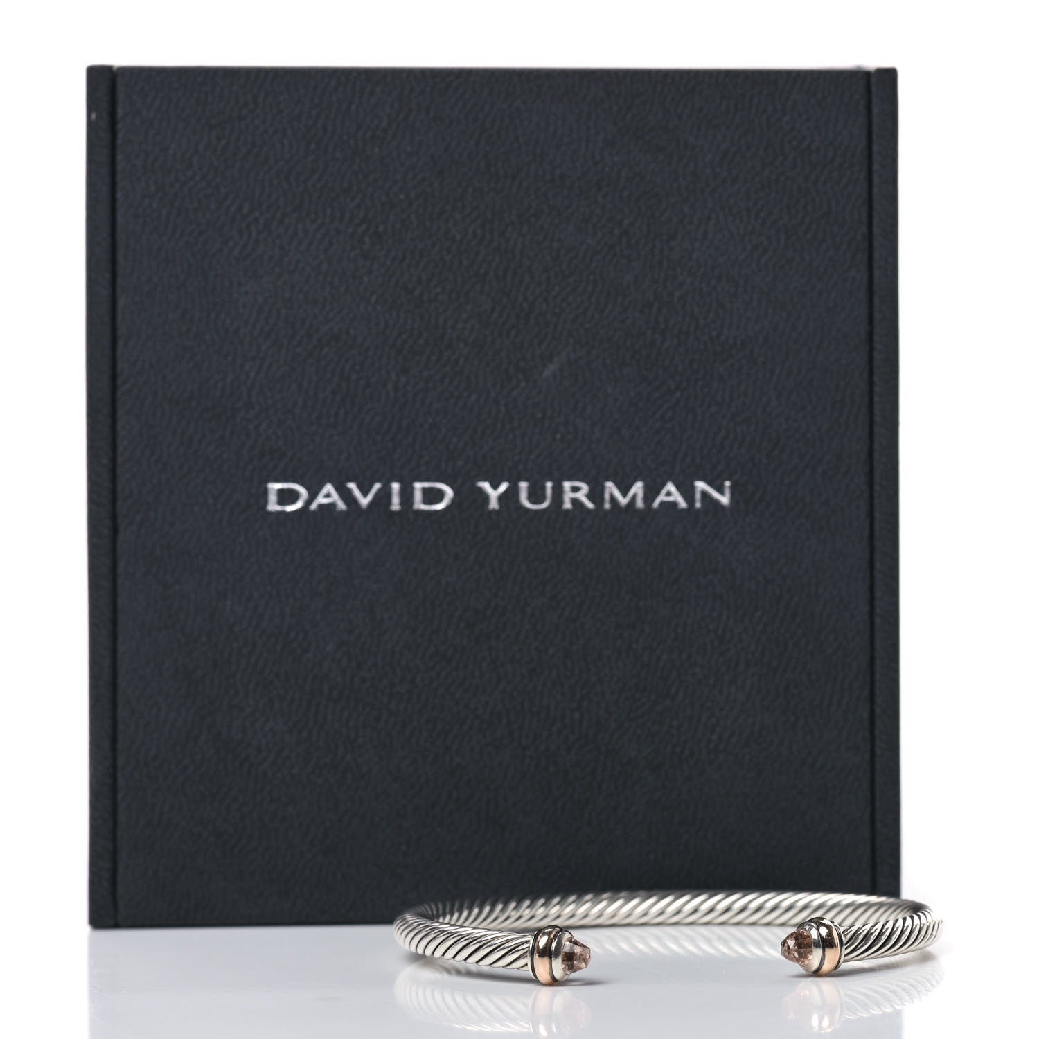 David Yurman Sterling Silver 18K Rose Gold Morganite 4mm Cable Classics Bracelet 5 of 5