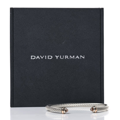 David Yurman Sterling Silver 18K Rose Gold Morganite 4mm Cable Classics Bracelet 5 of 5