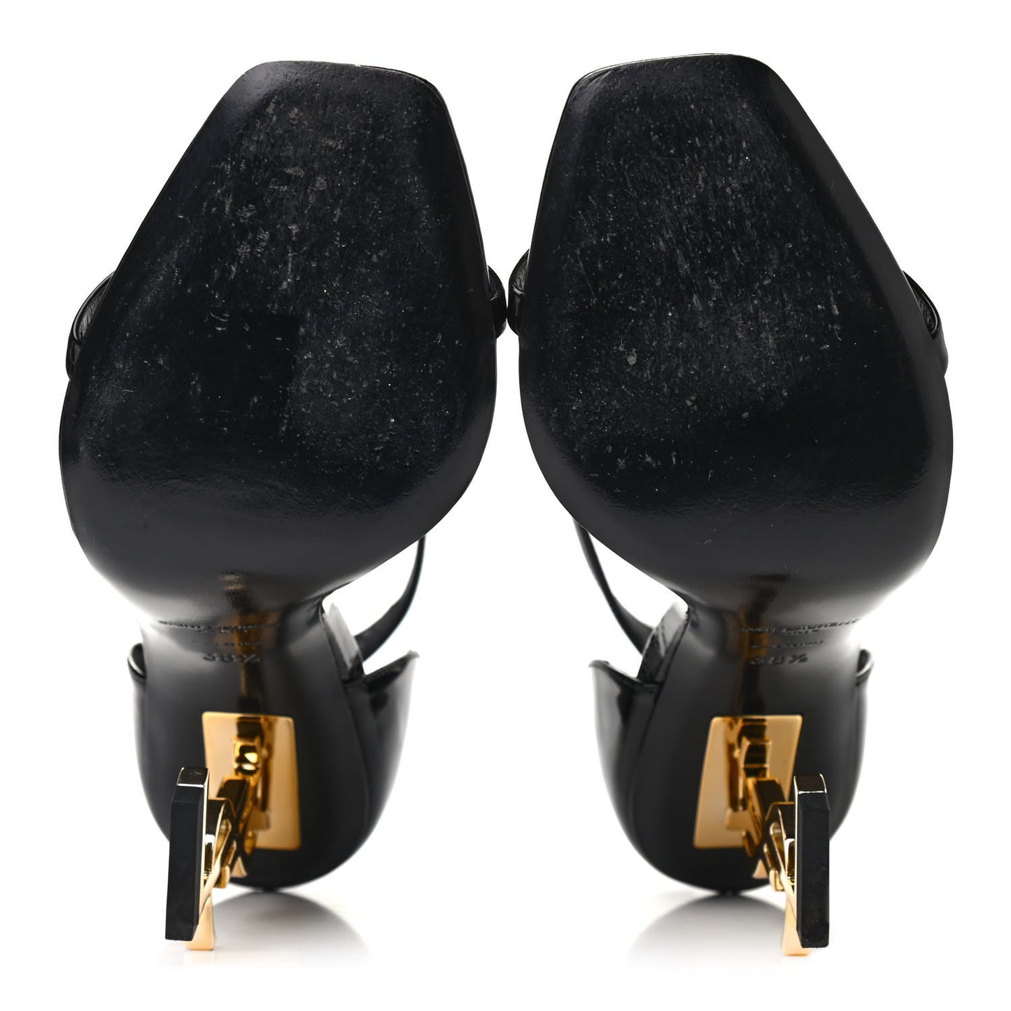 Patent Calfskin Opyum 110 Sandals 38.5 Black Gold