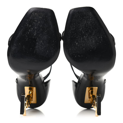 Saint Laurent Patent Calfskin Opyum 110 Sandals 38.5 Black Gold 5 of 7
