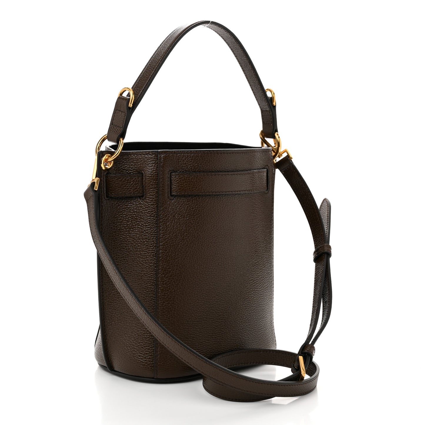 Grained Calfskin Mini Audrey Belt Bucket Bag Dark Khaki