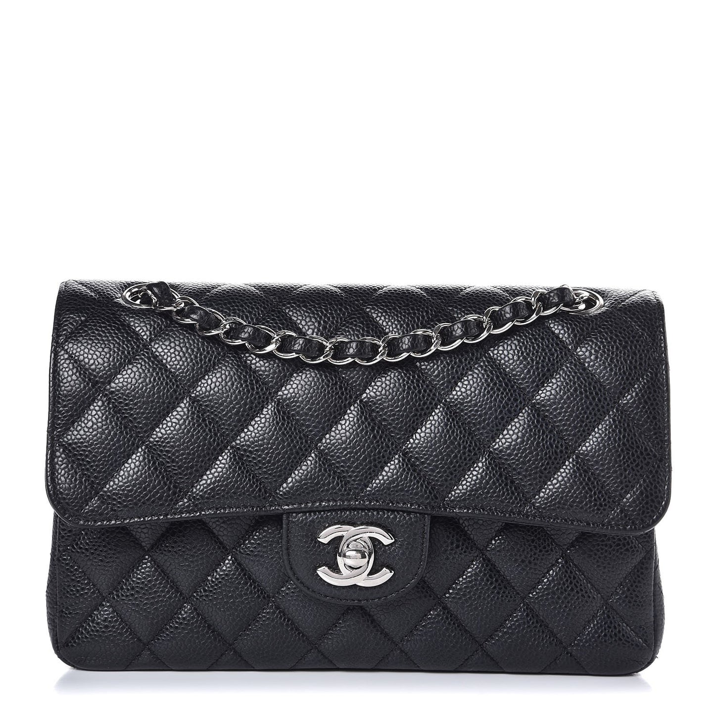 Caviar Quilted Small Double Flap Black
