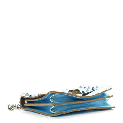 Fendi Vitello Catalan Mirror Scalloped Multi Studded Small Kan I Shoulder Bag Blue 4 of 10
