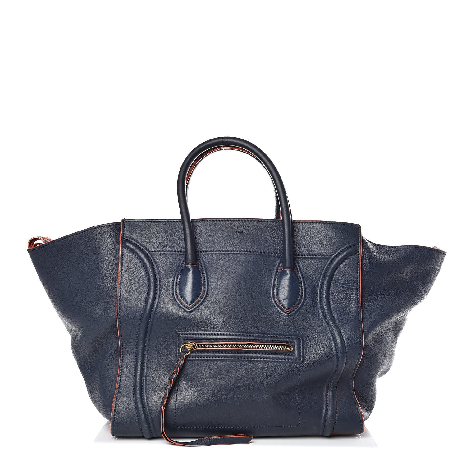 Celine Supple Calfskin Large Phantom Luggage Navy Blue Orange 1 of 25