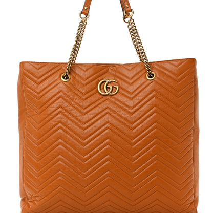 Gucci Azalea Calfskin Matelasse Large GG Marmont Slim Tote Cognac 8 of 13