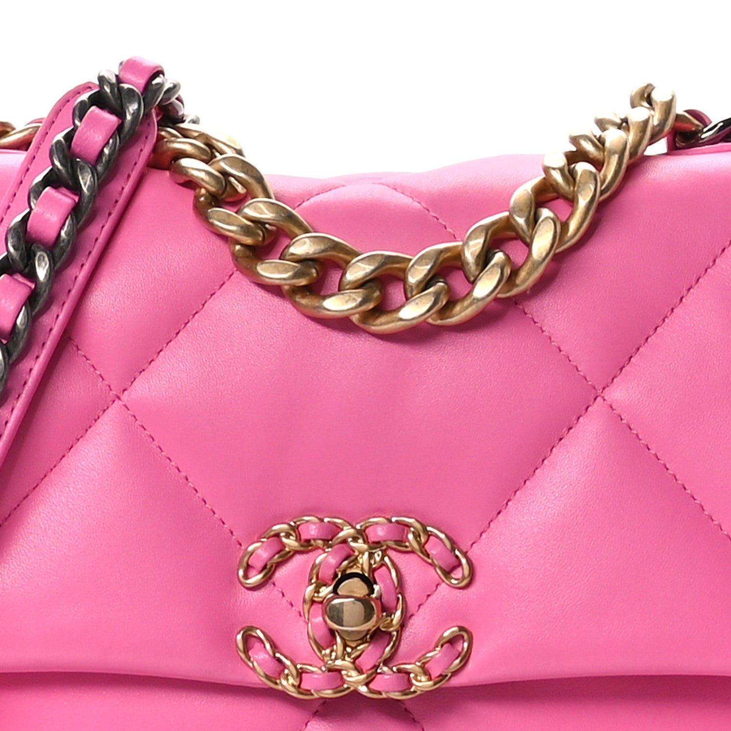 Chanel Lambskin Quilted Medium Chanel 19 Flap Neon Pink 8 of 11