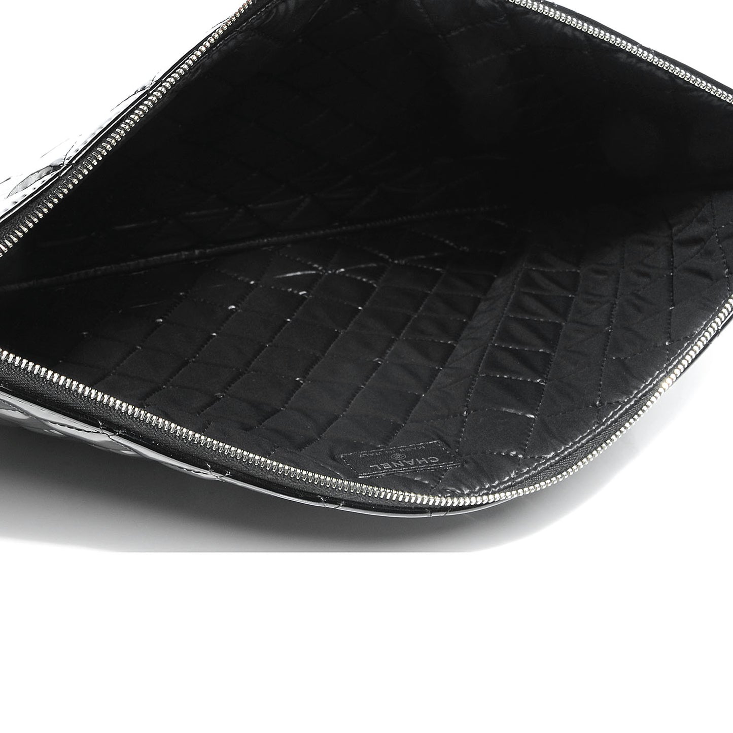 Patent Quilted Large Cosmetic Case Black