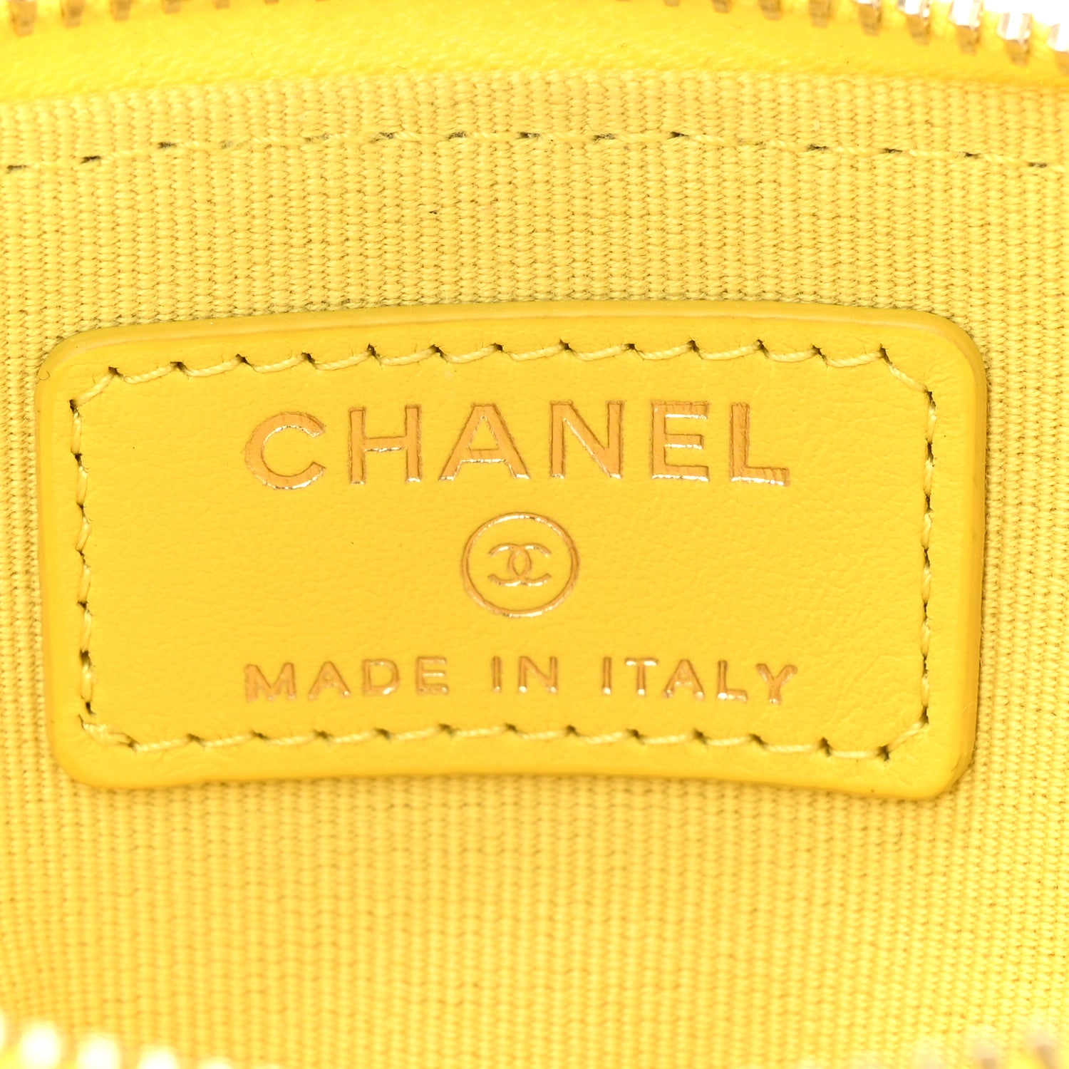 Chanel Caviar Quilted Zip Card Holder Wallet Yellow 6 of 10