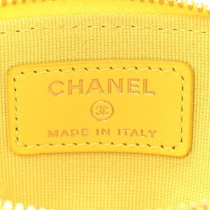 Chanel Caviar Quilted Zip Card Holder Wallet Yellow 6 of 10
