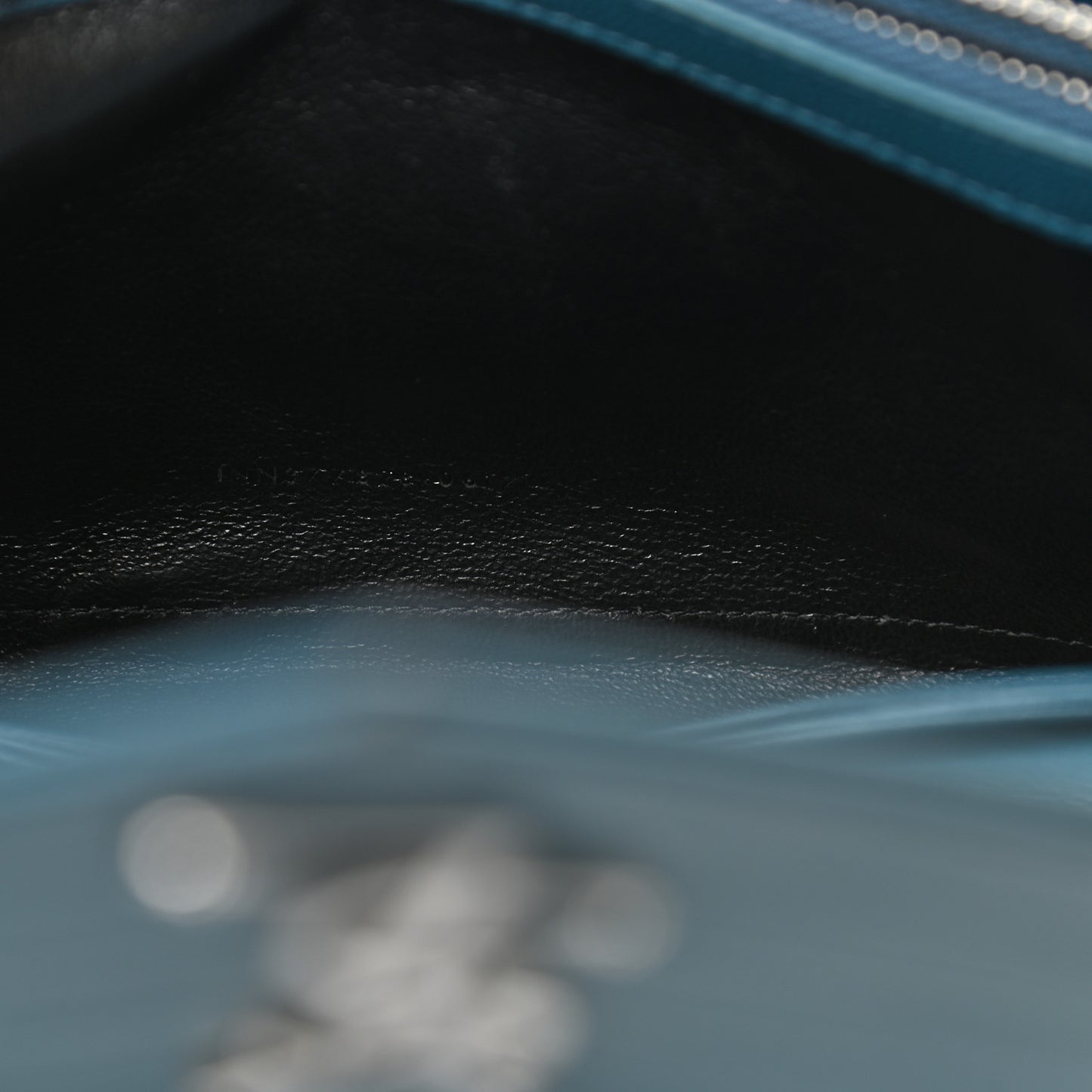 Grain De Poudre Matelasse Chevron Medium Monogram Chain Wallet Peacock Green