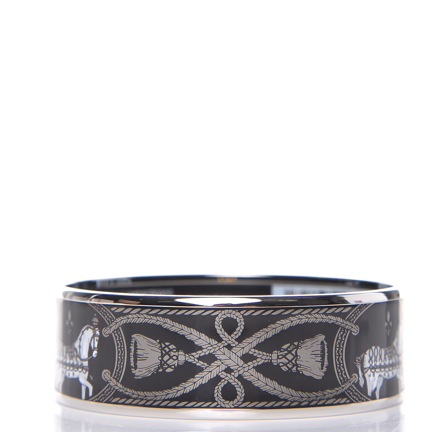 Hermes Enamel Printed Wide Grand Apparat Bracelet 62 Black 3 of 8