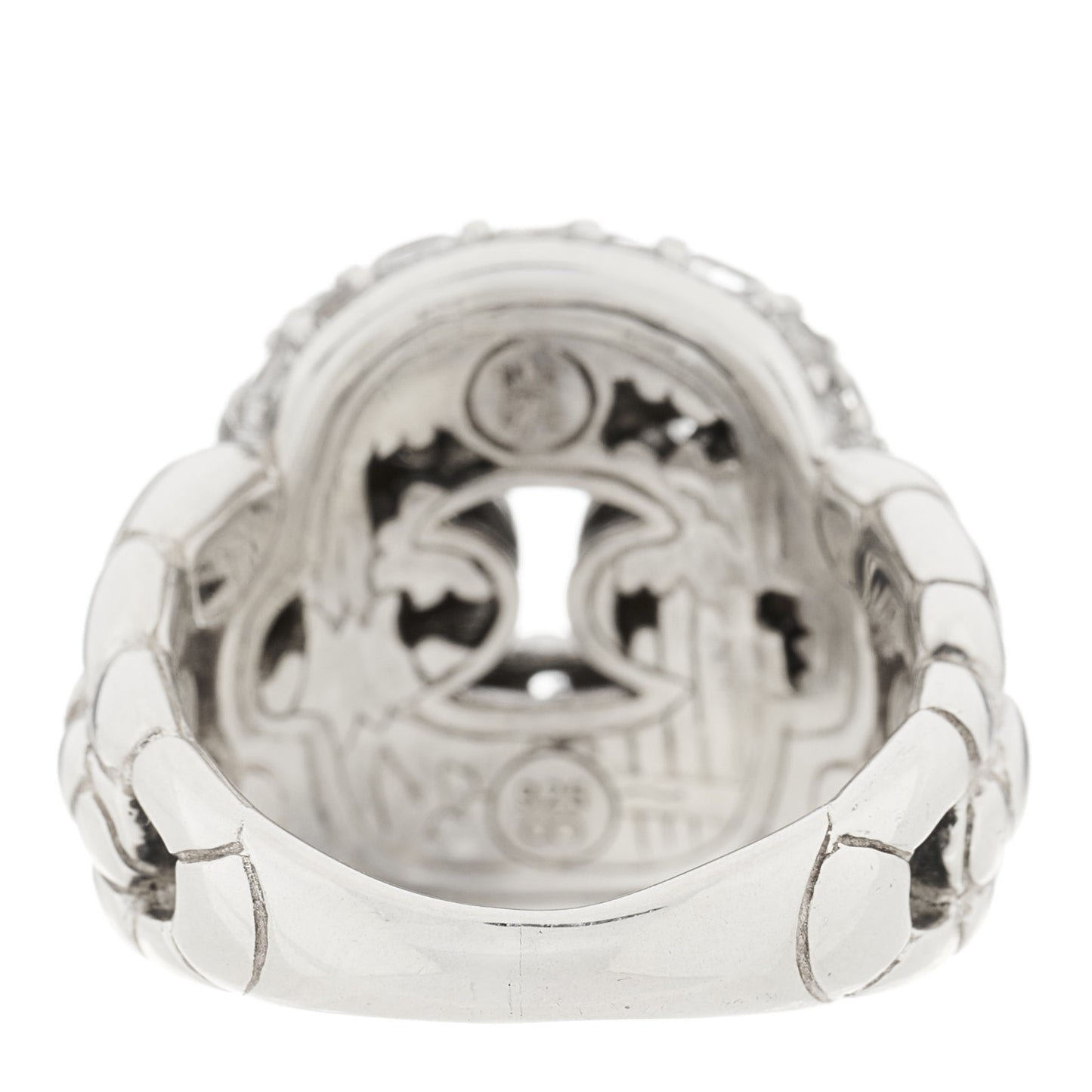 Sterling Silver White Topaz Kali Square Link Ring 49 5