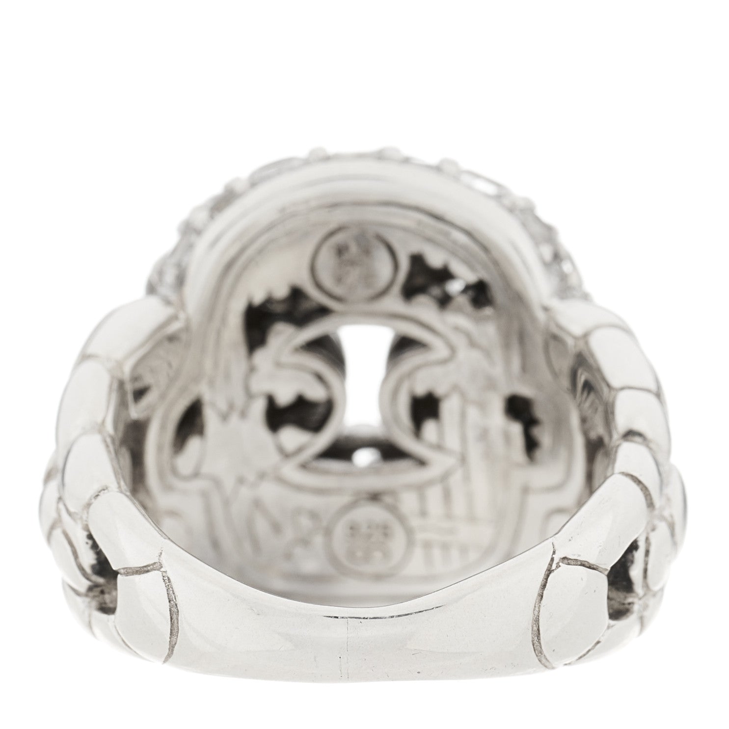 John Hardy Sterling Silver White Topaz Kali Square Link Ring 49 5 4 of 4