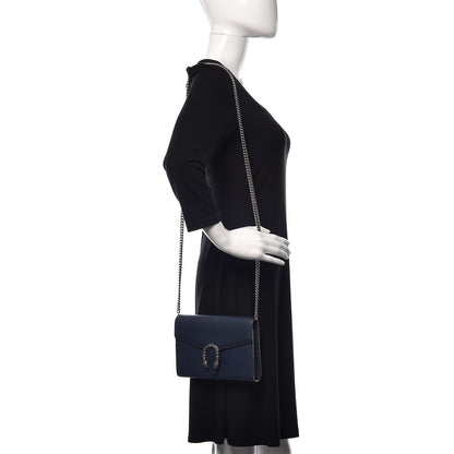 Gucci Dollar Calfskin Crystal Mini Dionysus Chain Wallet Blue Agata Black Diamond 2 of 10