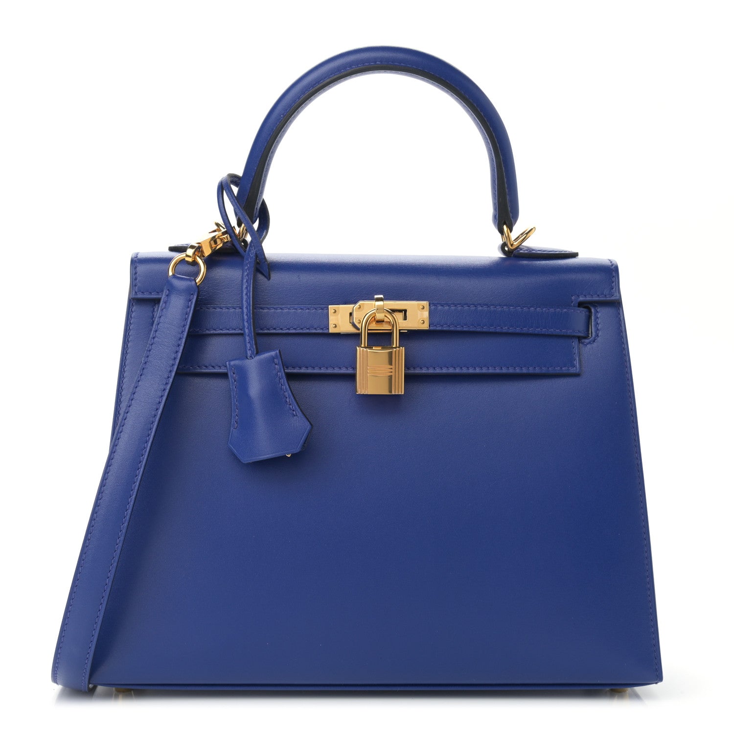 product image of HERMES Tadelakt Kelly Sellier 25 Bleu Electrique FASHIONPHILE