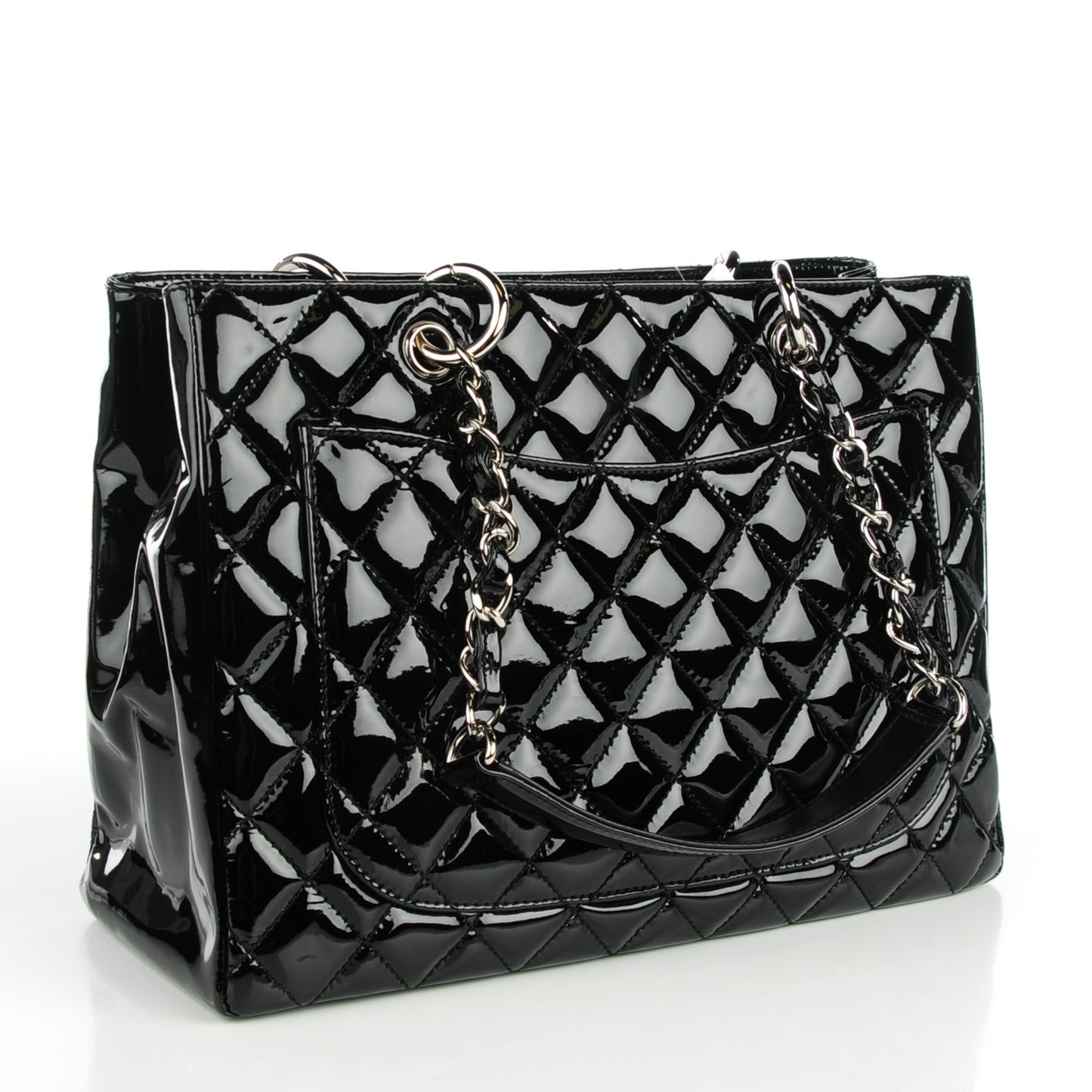 Patent Quilted Grand Shopping Tote GST Black