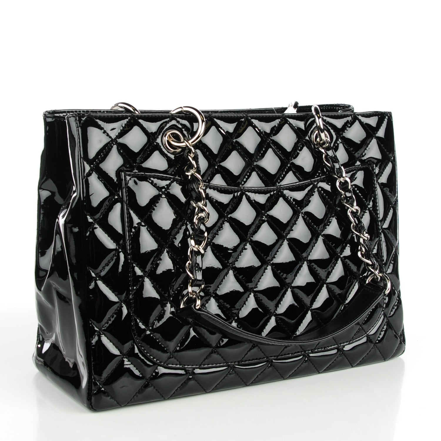 Chanel Patent Quilted Grand Shopping Tote GST Black 3 of 7