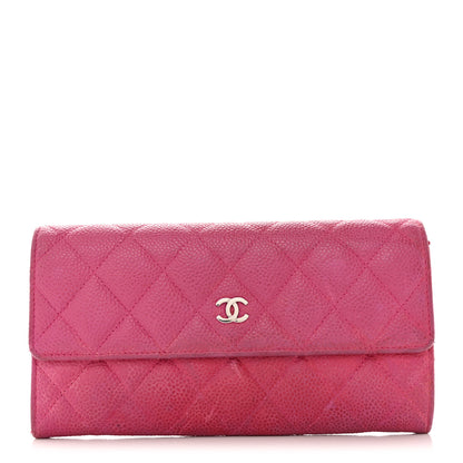 Chanel Caviar Quilted Large Gusset Flap Wallet Pink 1 of 17
