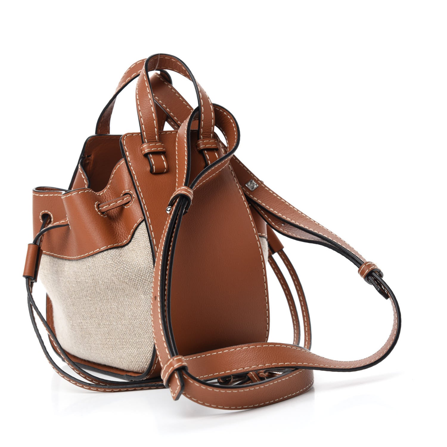 Loewe Calfskin Canvas Mini Hammock Shoulder Bag Natural Tan 3 of 12