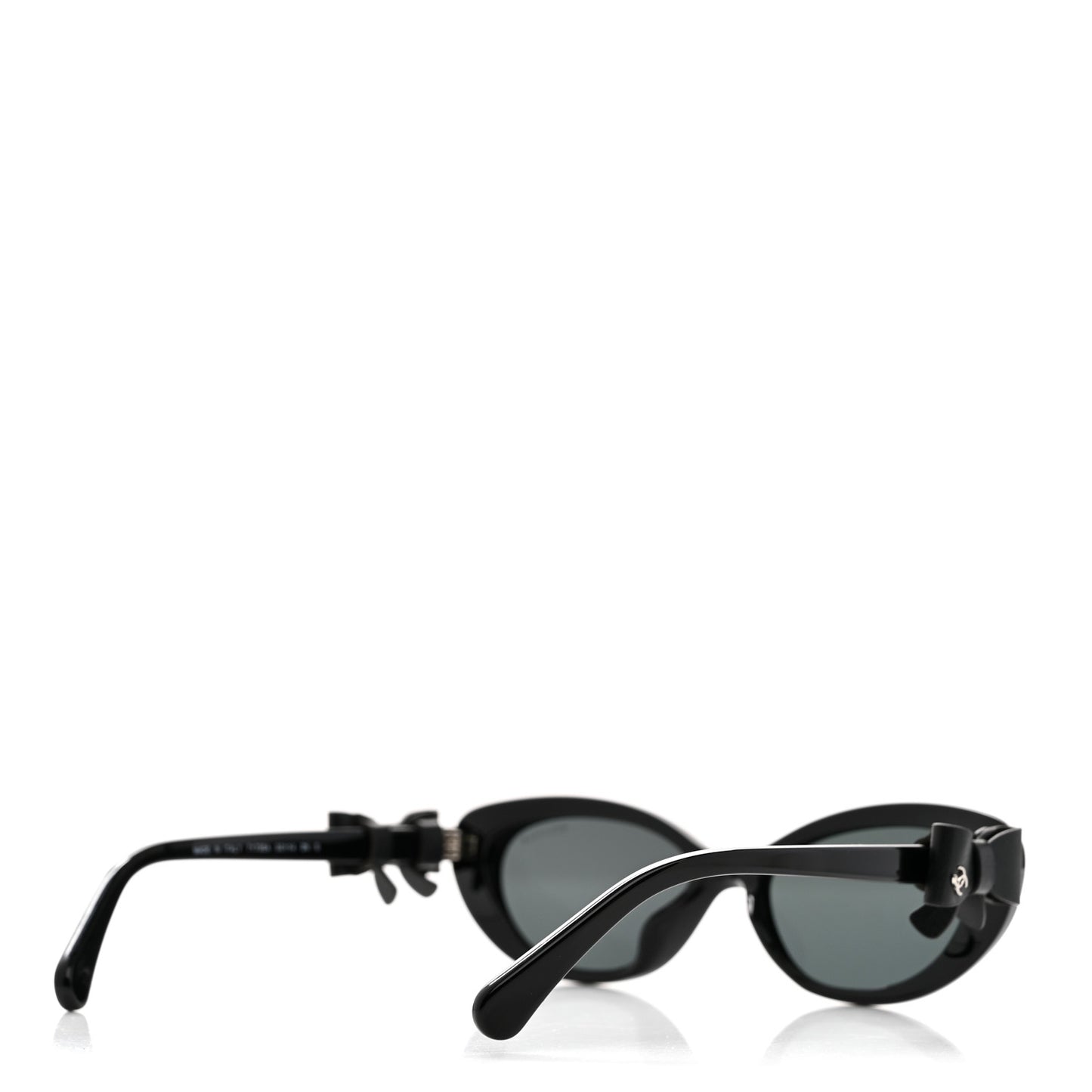 Acetate Calfskin Cat Eye Bow Sunglasses 71735A Black