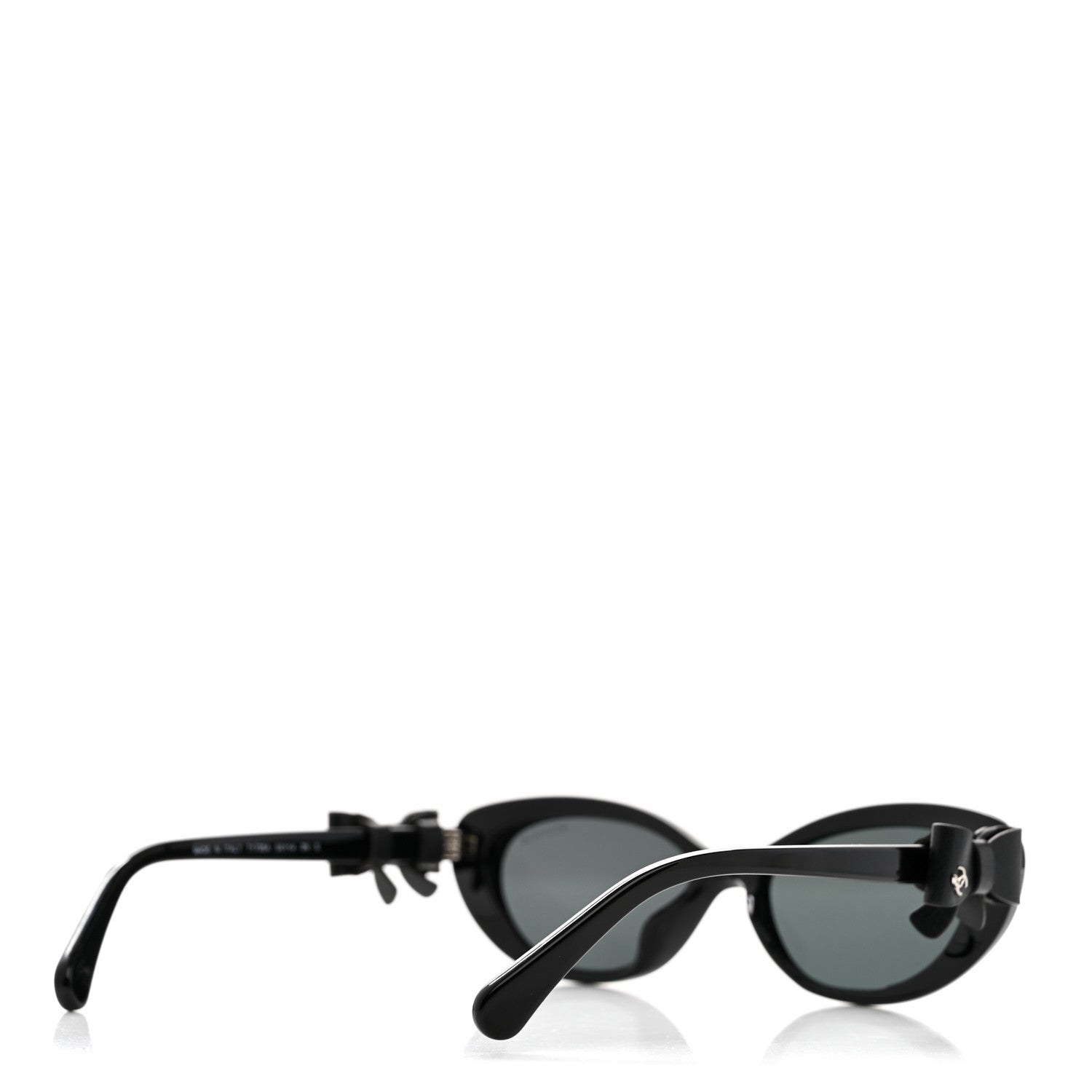Chanel Acetate Calfskin Cat Eye Bow Sunglasses 71735A Black 4 of 8