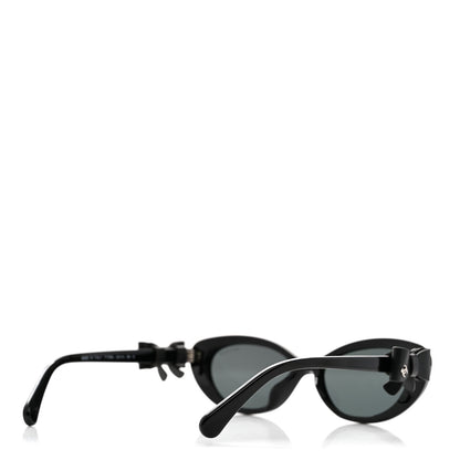 Chanel Acetate Calfskin Cat Eye Bow Sunglasses 71735A Black 4 of 8