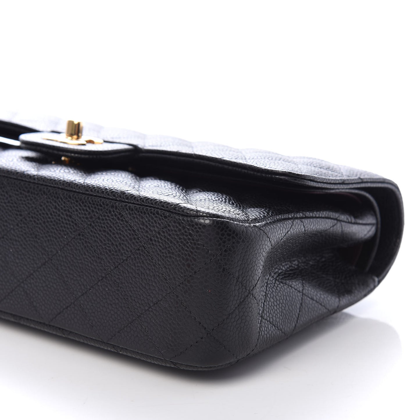 Caviar Quilted Medium Double Flap Black