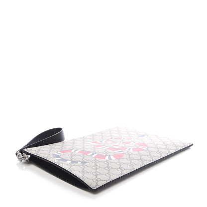 Gucci GG Supreme Monogram Kingsnake Zip Wristlet Pouch Beige Black 4 of 7