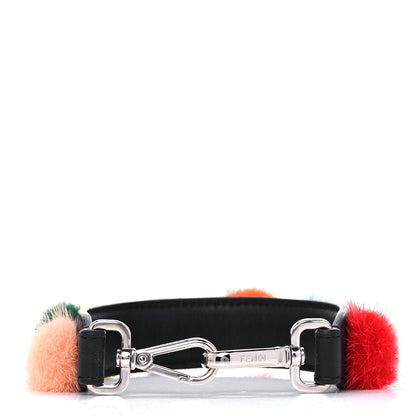 Fendi Mink Fur Pom Pom Mini Strap You Black Multicolor 7 of 7