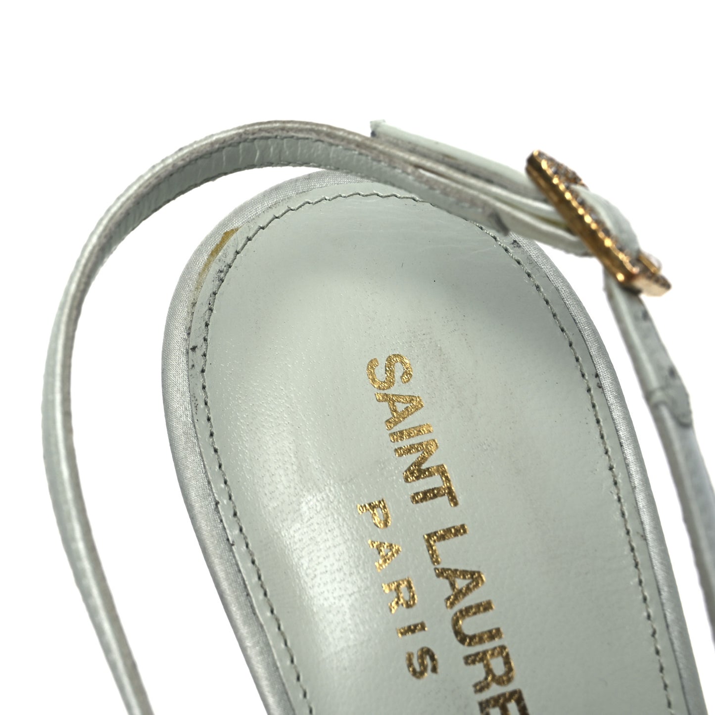 Crepe Satin Blanco Feathered Sandals 39 Slight Green