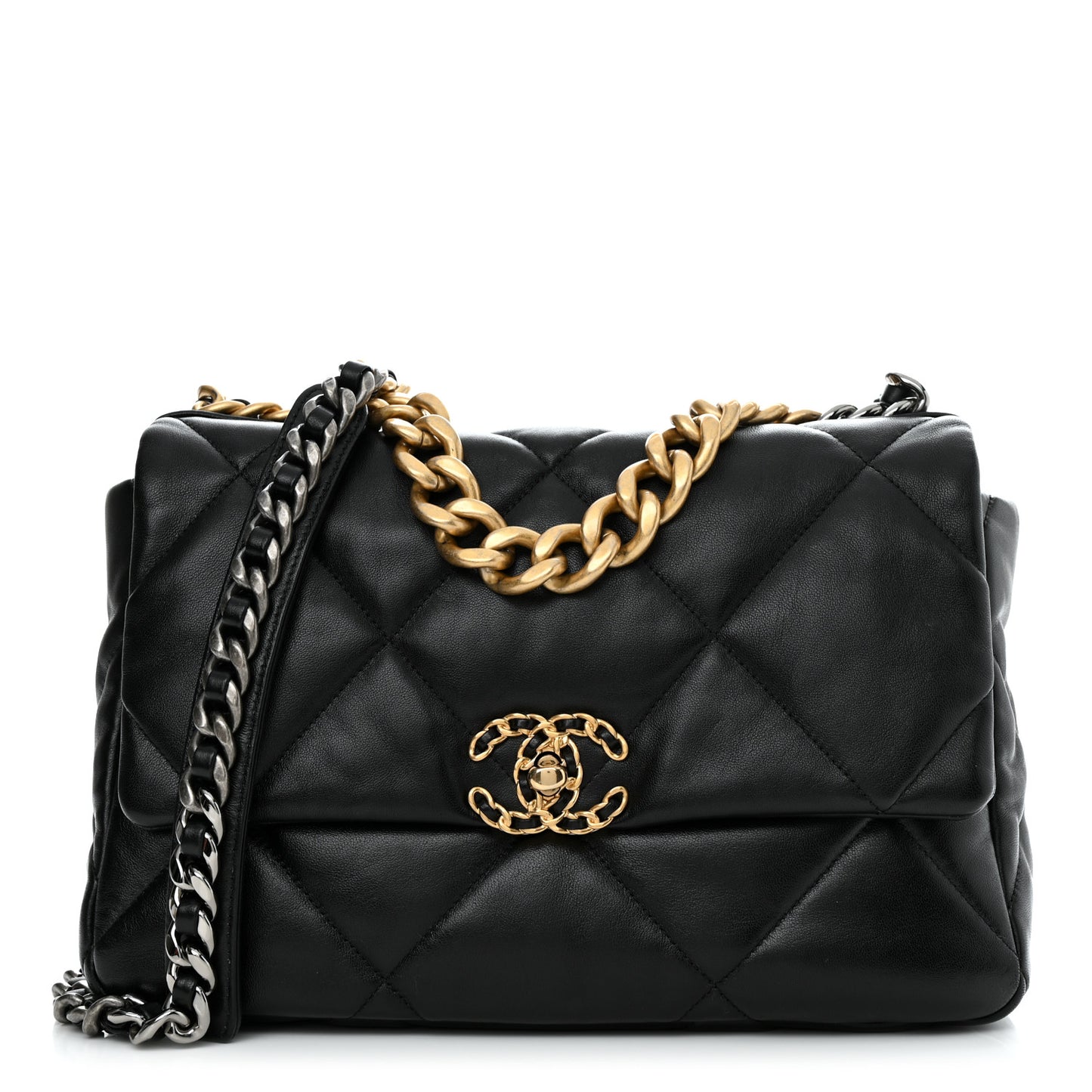 Lambskin Quilted Large Chanel 19 Flap Black