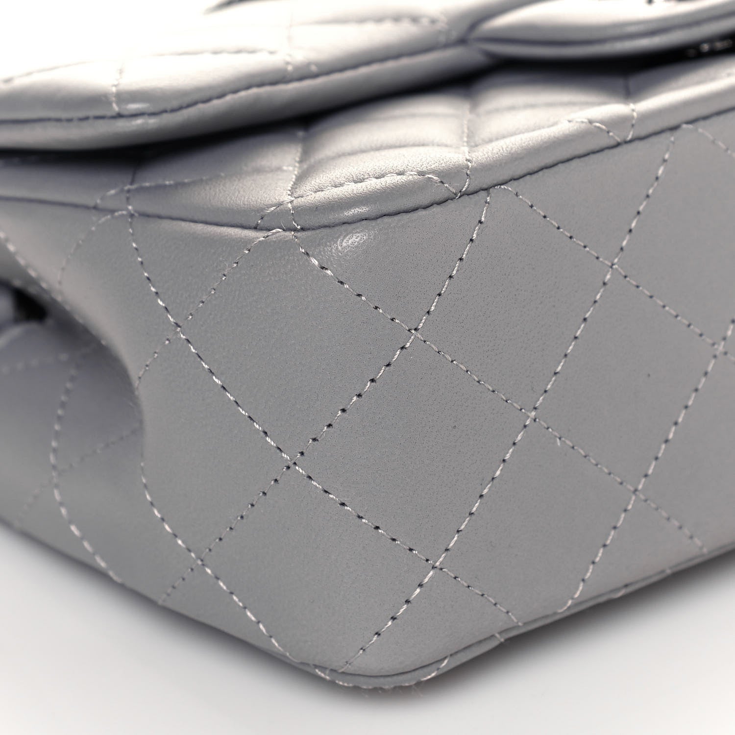 Chanel Lambskin Quilted Mini Rectangular Flap Grey 9 of 11